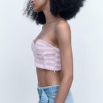 ZARA NEW  women's size S Pink And Purple Tweed Tube crop Top Size Photo 2