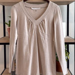 Athleta  Oatmeal Heather Jersey Knit V-neck Top, M Photo 0