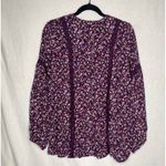 simply styled Long Sleeve Floral V-Neck Crochet Lace Peasant Blouse Medium Top Photo 9