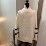 H&M Wool Blend Knit Cream Ivory Sweater Turtleneck Flowy Stripe Minimalist M Photo 5