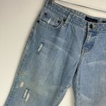 Aeropostale Y2K Light Wash Distressed Flare Jeans Sz 7/8 Short Floral Paint Photo 4