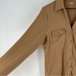 Gap Super Soft Modal Blend Modern Button Front Utility Shirt Long Sleeve Tan Photo 4