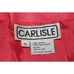 Carlisle Vintage Leather Coat Womens 4 Single Button 80's Pink Collar Jacket Photo 1
