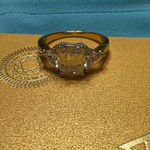 Elegant Gold Plated Over Solid Silver Emerald Cut 2.0ct Moissanite Stone Size 6 Photo 3