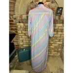 nap dress kitten bow long sleeve purple blue yellow diagonal stripe Size XL Photo 2