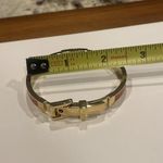 Michael Kors Signed  Hinged Buckle Bangle Bracelet Gold Tone / Orange Enamel Photo 3