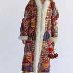 Free People  Caravan Patchwork Shearling Trim Coat Medium NWOT Photo 1