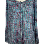 Talbots  Womens Multicolor Semi Sheer Long Sleeve Blouse Sz LP‎ | Colorful Office Photo 0