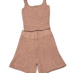 SKIMS  2 Piece Set Cozy Knit Tank Shorts Tan Brown Teddy Small / Medium S/M Photo 0