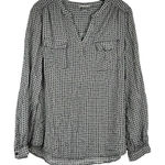 Dalia Collection  Large Polka Dot V-neck Front Pocket Blouse Large Photo 0