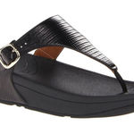 FitFlop  The Skinny Thong Sandals Leather Crocodile Microwobbleboard Adjustable 6 Photo 0