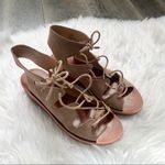 Lucky Brand Hipsta Open Toe Leather Wedge Sandals Tan Brown Size 7.5 Photo 2