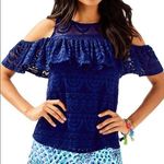 Lilly Pulitzer  Women’s Lyra Off The Shoulder Lace Top Size XXS Blue Photo 0