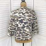 East 5th Animal Leopard Print Ponte Knit Crop Blazer Jacket White Tan Medium Photo 3