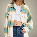 Free People  Ruby West Coast Oversized Shacket XL Western Stripe Cozy Indie Boho Photo 0