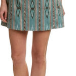Alice + Olivia Riley Navajo Aztec Beaded Embroidery Sage Green Mini Skirt size 8 Photo 0