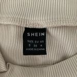 SheIn Butterfly print Ribbed knit Cropped Tops beige Small Photo 3