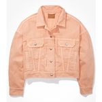 American Eagle  AEO Cropped Denim Jacket in Peach Size XXL Photo 9