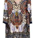 Melissa Paige  3/4 Sleeve Asymmetrical Print Midi Dress Blue Size Large Photo 0