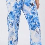 Bryn Walker Fioro Cotton Print Blue White Capri Cropped Pants Coastal Size XL Photo 0