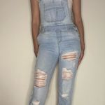 Forever 21  Destroyed Distressed Light Wash Overalls Dungarees 24 0  Photo 1