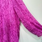 Jones New York Sheer Magenta Snakeskin Print Long Sleeve Popover V Neck Top Photo 3