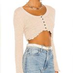 Free People Rosehip Cardi Button-Up Crop Sweater in White Tan Cream Photo 2
