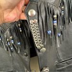 Vintage Harley Davidson Black Leather Fringe Vest Size L Biker Chic Edgy Jacket Size L Photo 4