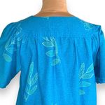 Vintage Anthony Richards Dress MuuMuu Cerulean Blue Tropical Print Flower Detail Size M Photo 3