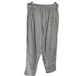 Max Studio  Vertical Striped Crop Pants Sz Large Gray White Linen Blend Straight Photo 4