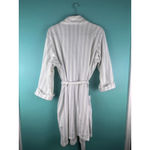 Miss Elaine Cotton Robe M | Vintage Striped Terry Cloth Housecoat Lace Trim Belt White Size M Photo 6