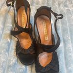 Satin Pura Lopez Elegant Black Platform Heels size 7.5 Photo 1