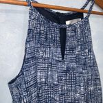 London Times  Blue & White Halter Wide Cropped Leg Jumper Pockets Keyhole Size 8 Photo 3