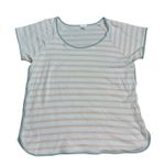 LAKE Pajama Top Womens S PINK Stripe green trim Pima Cotton Short Sleeve Comfort Photo 0