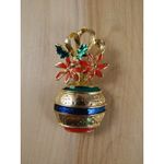 Vintage Holiday Ornament Brooch, Vintage Christmas Brooch, Holiday Pin Gold Photo 1