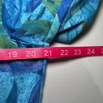 Chico's Teal Blue Leaf Floral Cotton Spandex Jacket Blazer Sz 2 Large 12 Photo 6
