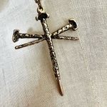 Gold tone Nail Cross pendant Necklace Photo 3