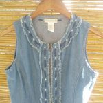 Napa Valley SP Y2K Embroidered Zip Jeans Vest Petite Blue Size undefined Photo 5