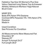 Fabletics Top Size 3X Women's Plus Size Velour Seemed Long Sleeve Top Activewear Athletic Photo 1