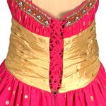 Hot Pink Gold Polka Dot Halter Gown 16 Beaded Corset Back Prom Pageant Princess Photo 5