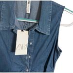 ZARA ✨ Denim Button Down Smocked Sz Large Dress✨ Photo 6