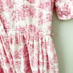 VINTAGE | Pink White Toile Cottagecore Homestead Prairie Dress | Size Large Photo 5