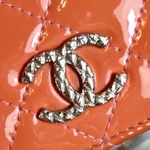 Chanel Coral Diamond Quilted Patent Leather CC Continental Wallet Photo 9