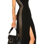 David Koma Black Wool Cutout Side Panel Midi Cocktail Dress Slit Strappy Size 10 Photo 0