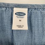 Old Navy  dress women's M puff sleeve embroidered tassel tie chambray blue boho Photo 5