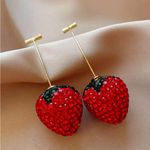 Red Strawberry Drop Earrings Photo 2