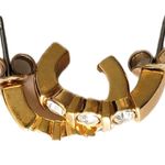 Vintage Dainty Gold Plated Gemstone Hoop Post Pierced Earrings Photo 2