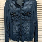 Maurice's  Long Sleeve Denim Shirt Button Up Size M Pockets Gathered‎ Collar Photo 0