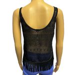 Kirra Black Semi Sheer Lacey Romantic Goth Lacey Fringe Tank Top Size XS Photo 2