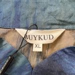 Buykud XL Blue Floral Print Chinese Retro Dress 100% Viscose Mandarin Collar Photo 4